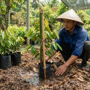 Cây sầu riêng giống mới xuất vườn cần được chăm sóc ra sao trong những ngày đầu?